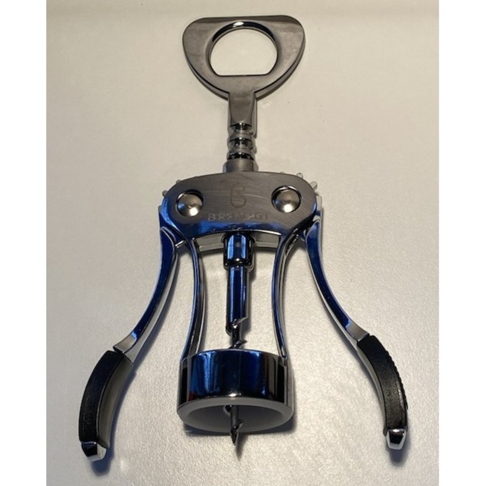 Bravigi Wing Corkscrew Wine Opener —‎ chrome with ergonomic black non-slip grips